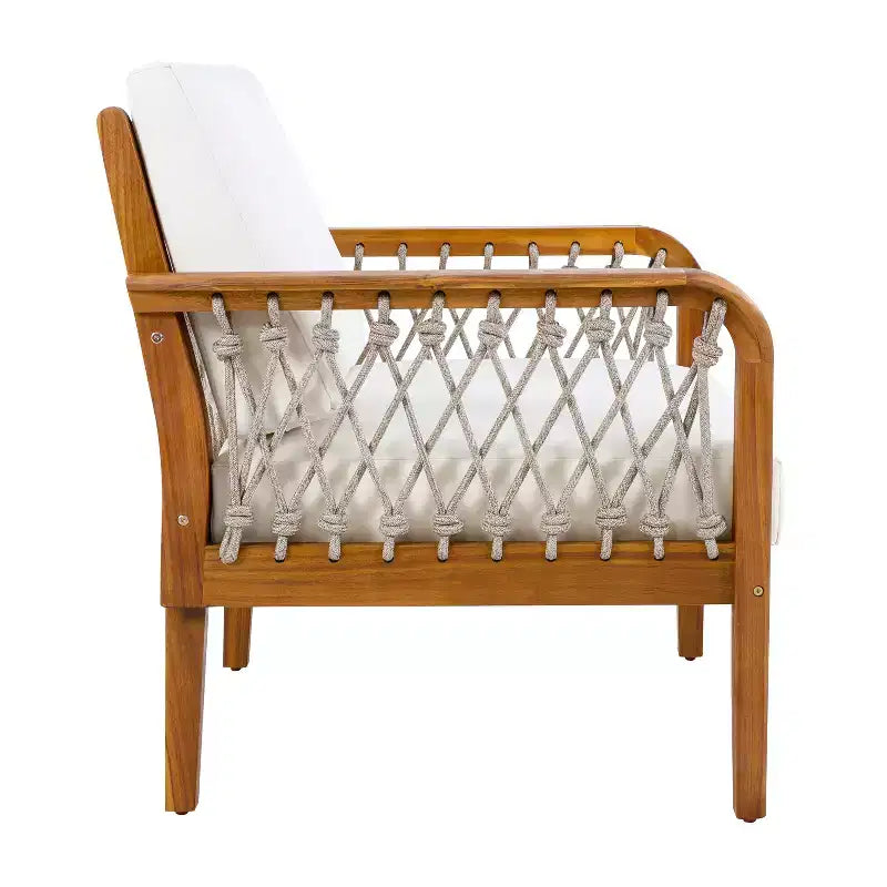 Christopher Knight Home Tzuyu Salon de jardin en acacia avec causeuse et table basse en corde tressée