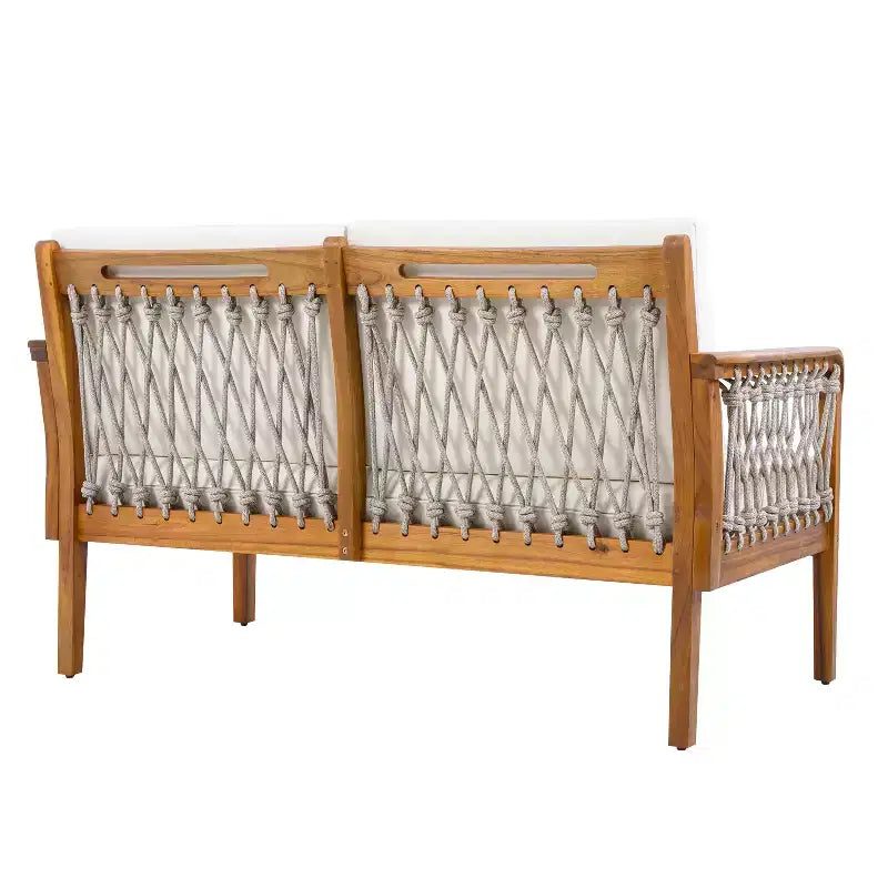 Christopher Knight Home Tzuyu Salon de jardin en acacia avec causeuse et table basse en corde tressée