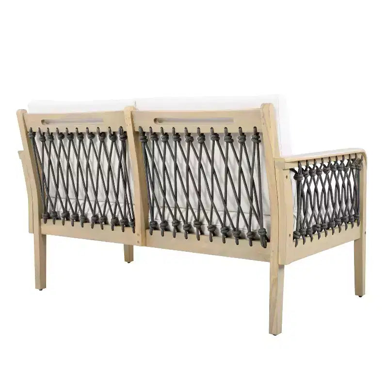 Christopher Knight Home Tzuyu Salon de jardin en acacia avec causeuse et table basse en corde tressée