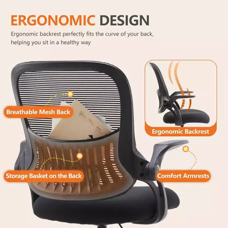 Ergonomic Office Chair for Standing Desk, Adjustable Height, Movable Armrest, Black