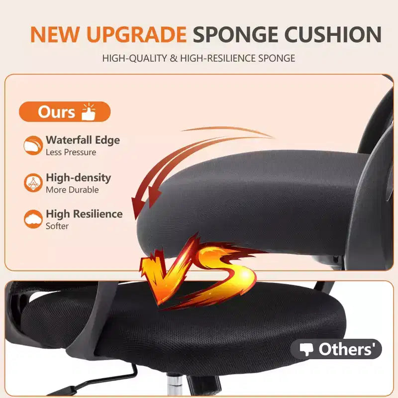 Ergonomic Office Chair for Standing Desk, Adjustable Height, Movable Armrest, Black