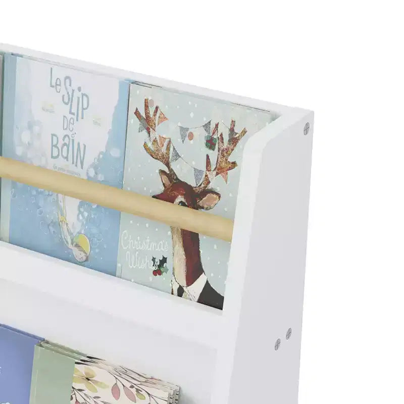 22" Three-Tier Children's Bookshelf, White, for Bedroom and Playroom, Ages 3 and Up