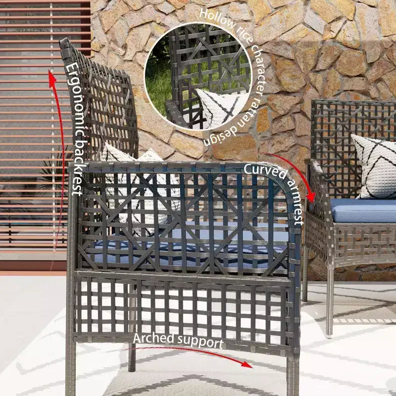 CLIHOME Ensemble mobilier d'extérieur 4 pièces en rotin pour patio