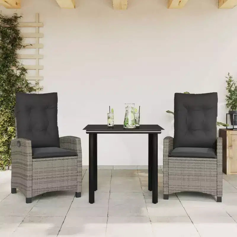 vidaXL Salon de jardin avec coussins en résine tressée