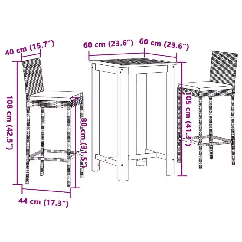 vidaXL Table de bar d'extérieur avec tabourets et options