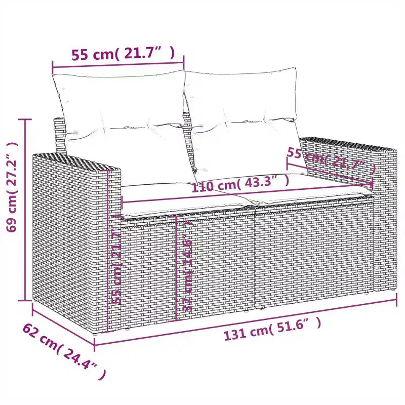 vidaXL Ensemble de canapés de jardin et rotin PE Grande modularité