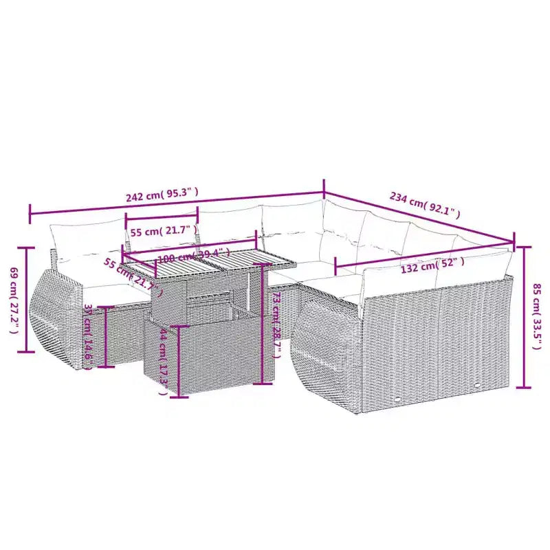 Ensemble de canapés de jardin modulaires vidaXL avec coussins