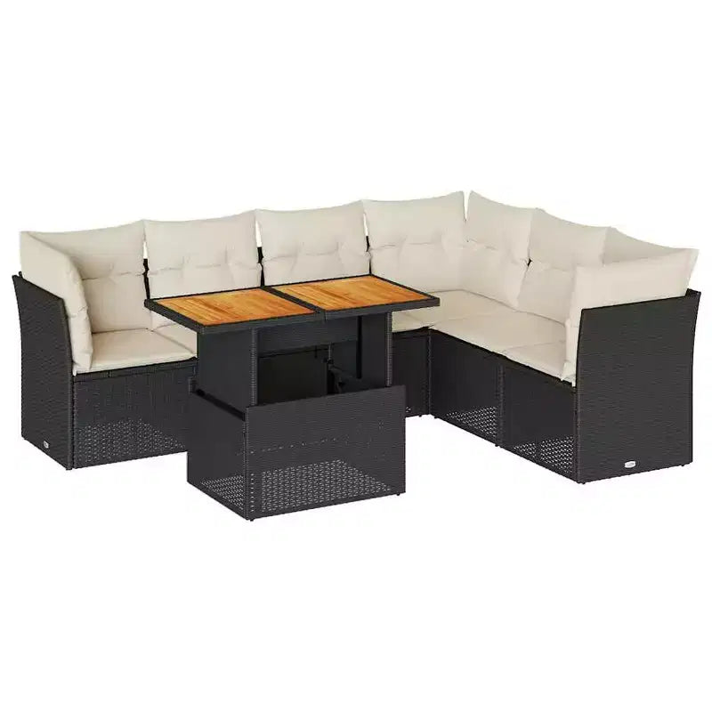 vidaXL Outdoor Sofa Set with Cushions - Poly Rattan, Modern Design