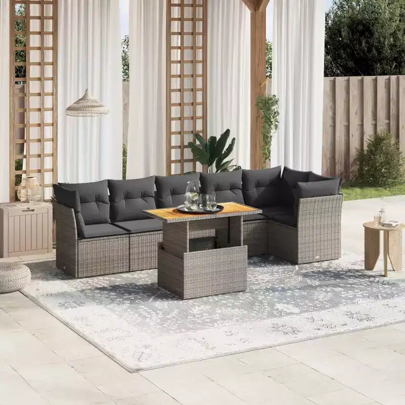 vidaXL Salon de jardin avec coussins – Résine tressée, Design moderne