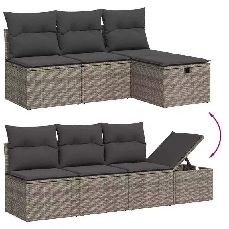 vidaXL Ensemble de canapés de jardin avec rangement - Élégant en rotin synthétique