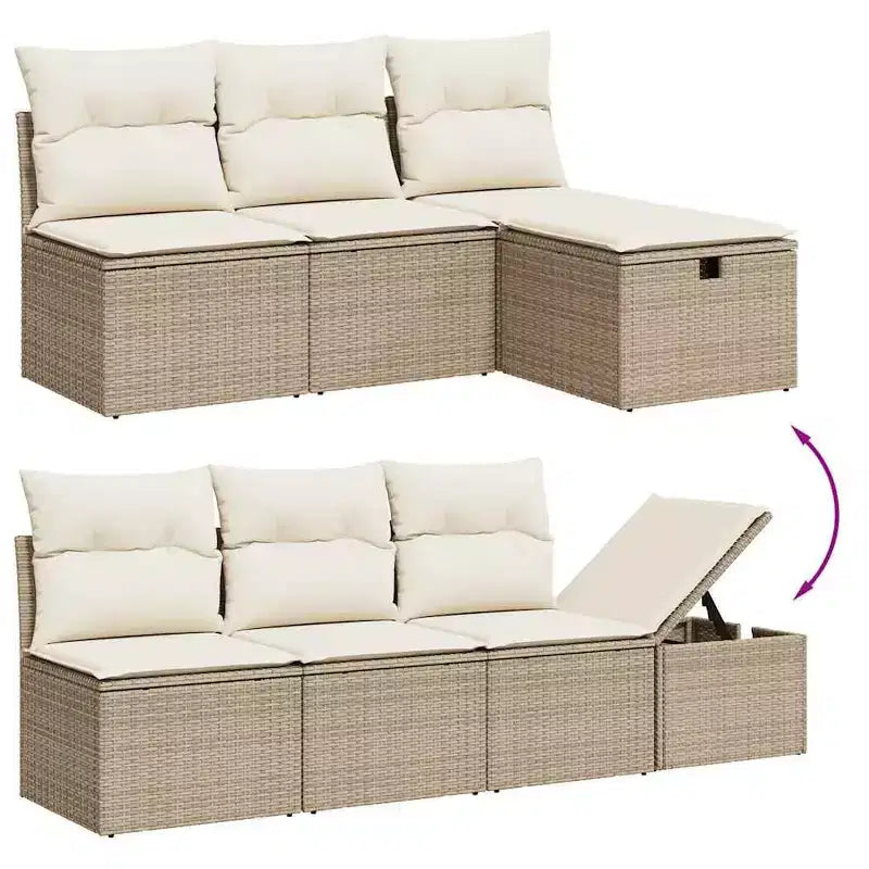 vidaXL Ensemble de canapés de jardin avec rangement - Élégant en rotin synthétique