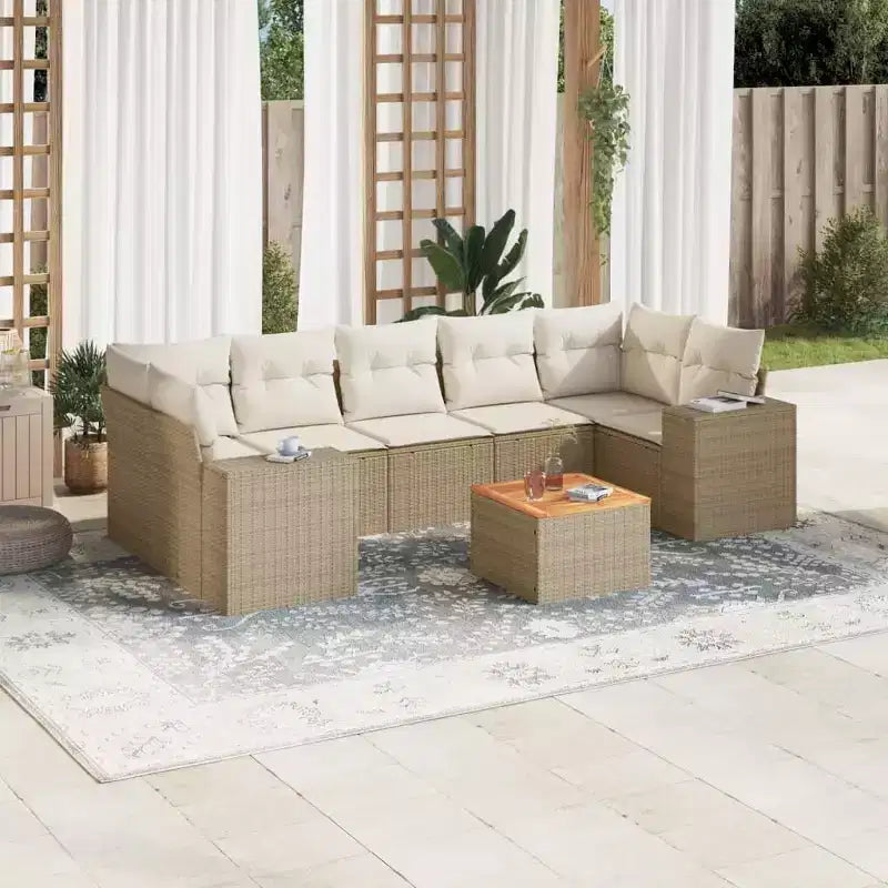 vidaXL Salon de jardin avec coussins en résine tressée