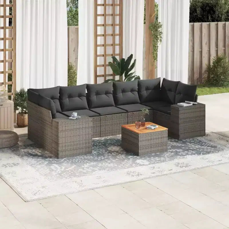 vidaXL Salon de jardin avec coussins en résine tressée