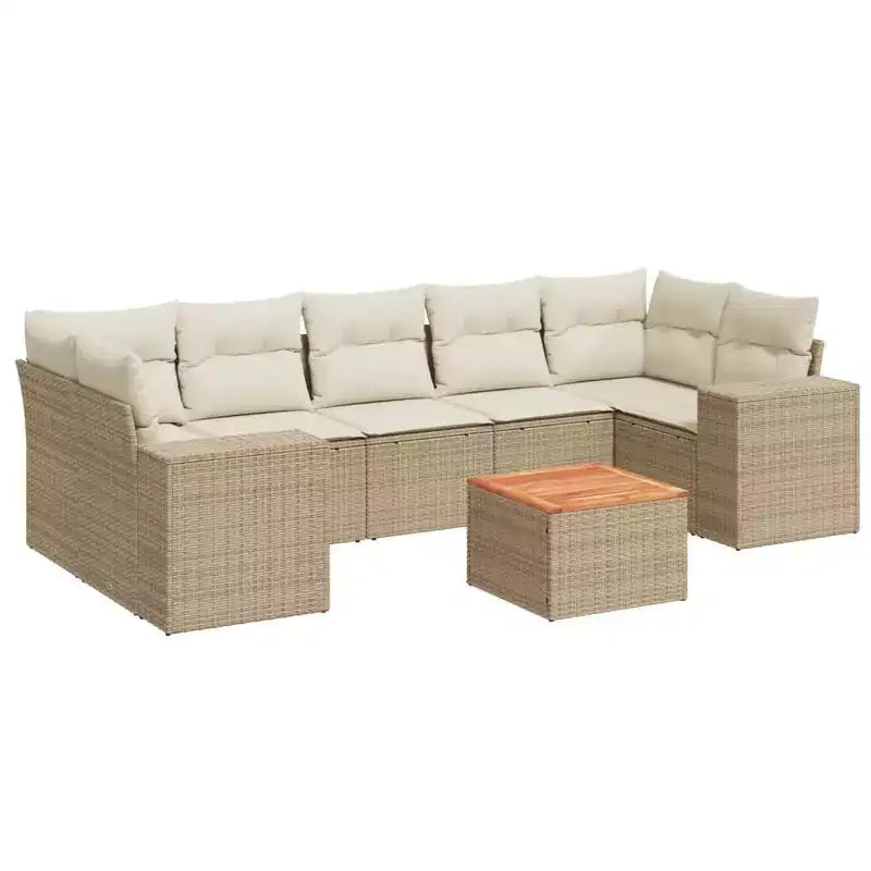 vidaXL Patio Sofa Set with Cushions Outdoor Furniture Poly Rattan