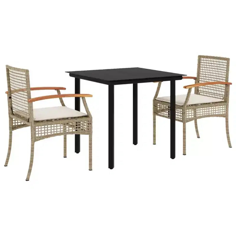 vidaXL Outdoor Dining Set with Cushions - Poly Rattan