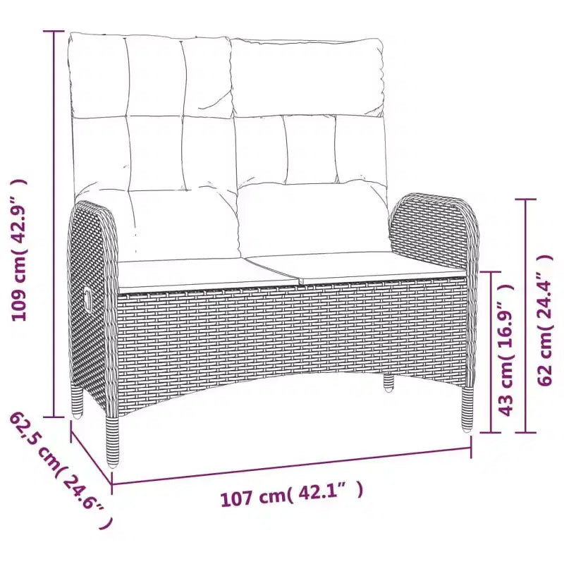 vidaXL Salon de jardin chic 2 places avec coussins