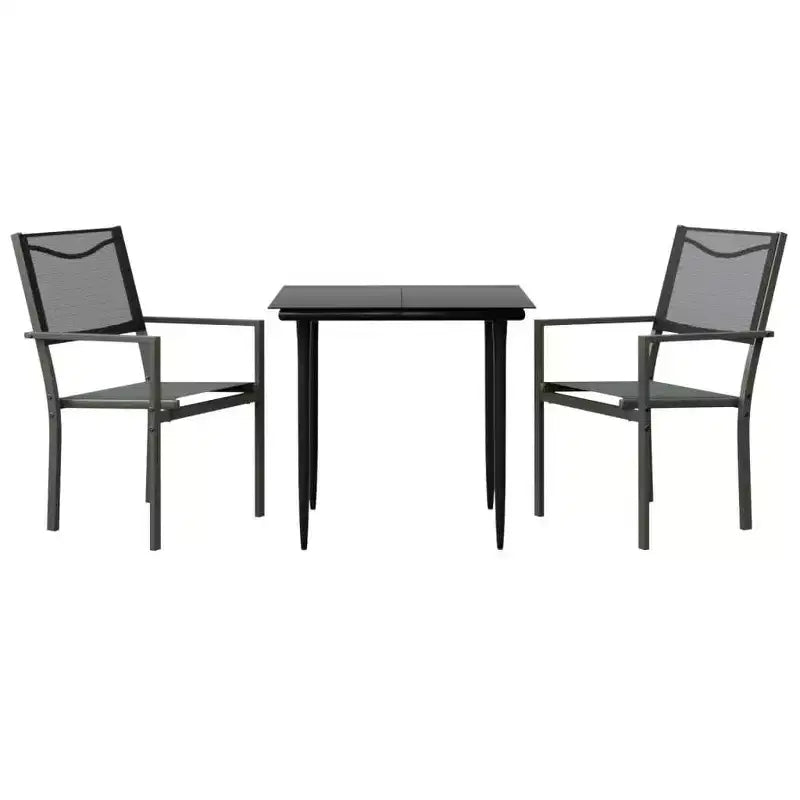 vidaXL Patio Dining Set Outdoor Table and Chair Steel and Textilene