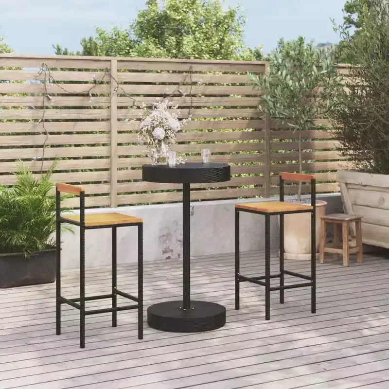 vidaXL Ensemble de bar de patio Tabouret de bar Table de bistrot en poly rotin et bois d'acacia massif