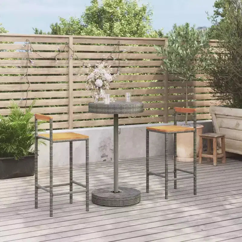 vidaXL Ensemble de bar de patio Tabouret de bar Table de bistrot en poly rotin et bois d'acacia massif