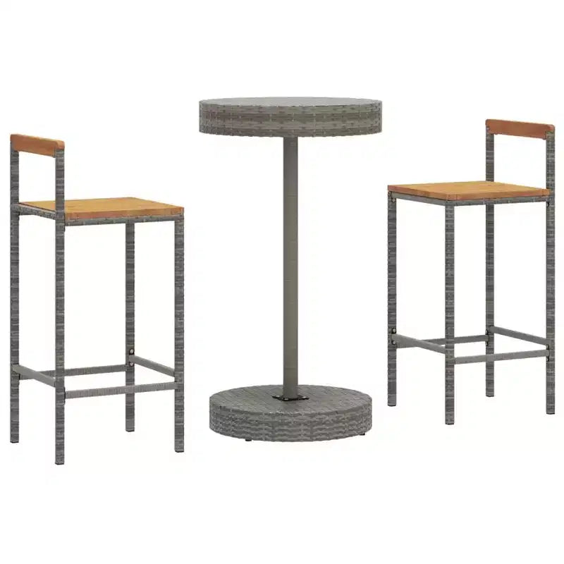 vidaXL Ensemble de bar de patio Tabouret de bar Table de bistrot en poly rotin et bois d'acacia massif