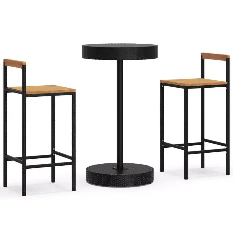 vidaXL Patio Bar Set Bar Stool Bistro Table Poly Rattan and Solid Wood Acacia