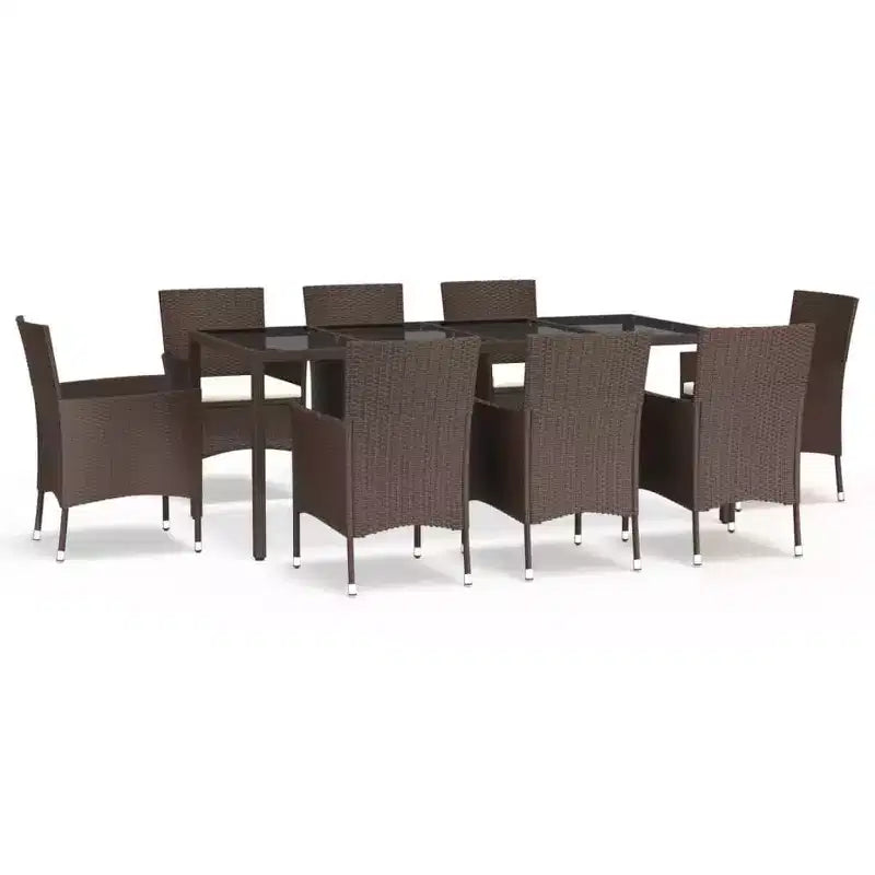 vidaXL Patio Dining Set with Cushions Outdoor Furniture Poly Rattan