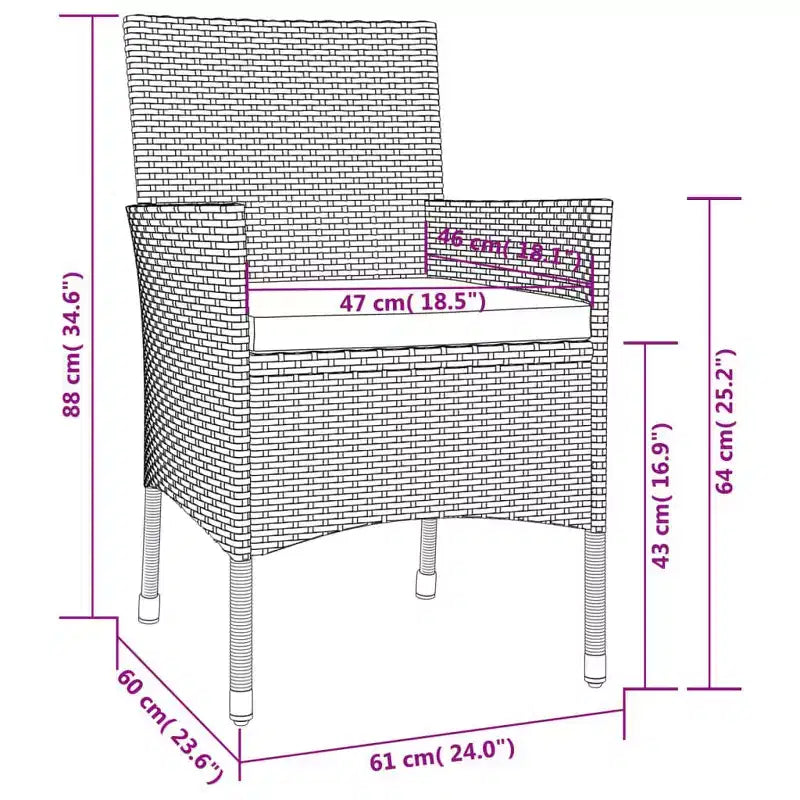 vidaXL Salon de jardin avec coussins en polyrotin