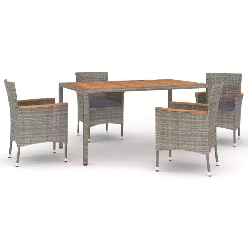 vidaXL Patio Dining Set with Cushions Outdoor Dinner Armchair Poly Rattan