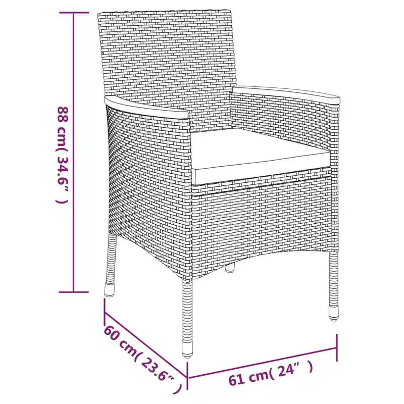 vidaXL Ensemble repas de jardin avec coussins Fauteuil de dîner extérieur Résine tressée