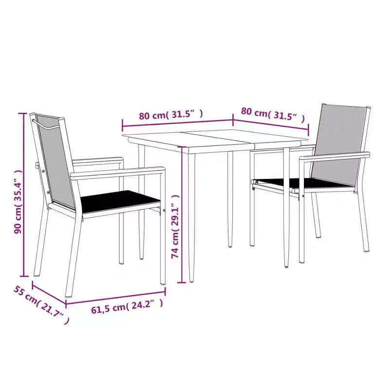 vidaXL Ensemble repas de jardin en textilène et acier