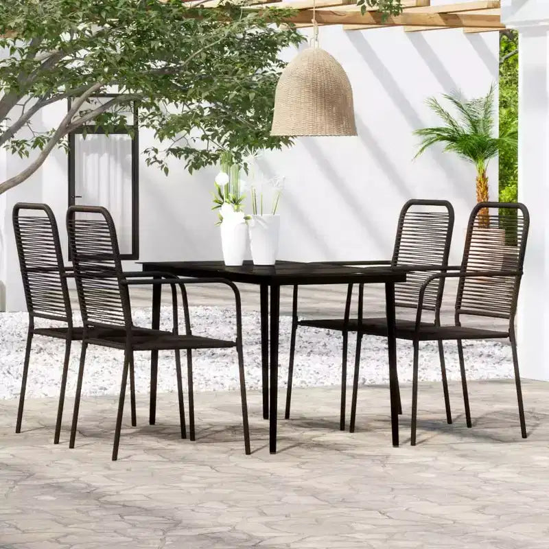 vidaXL Ensemble repas d'extérieur en corde de coton et acier