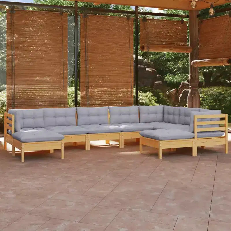 vidaXL Salon de jardin modulable avec coussins et bois de pin massif
