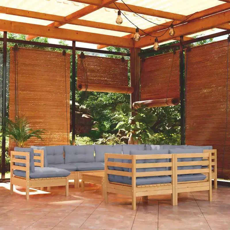 vidaXL Salon de jardin avec coussins en pin massif
