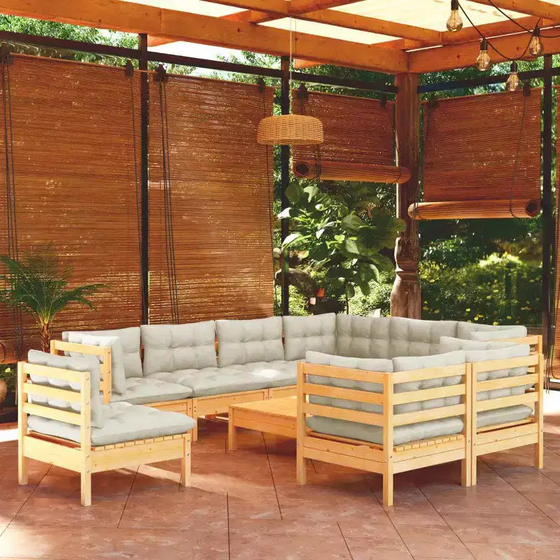 vidaXL Salon de jardin avec coussins en pin massif