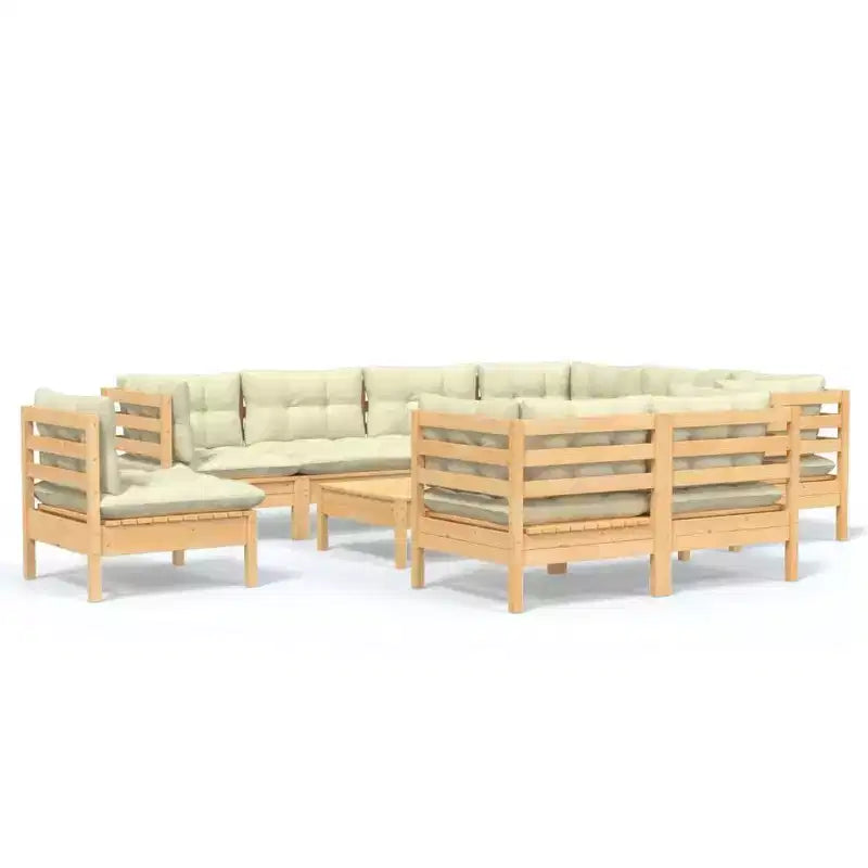 vidaXL Patio Lounge Set with Cushions Garden Outdoor Solid Pinewood