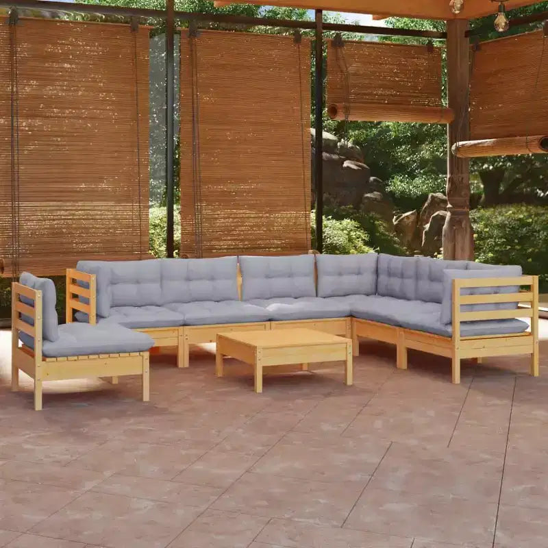 vidaXL Salon de jardin en pin massif avec coussins, multicolore