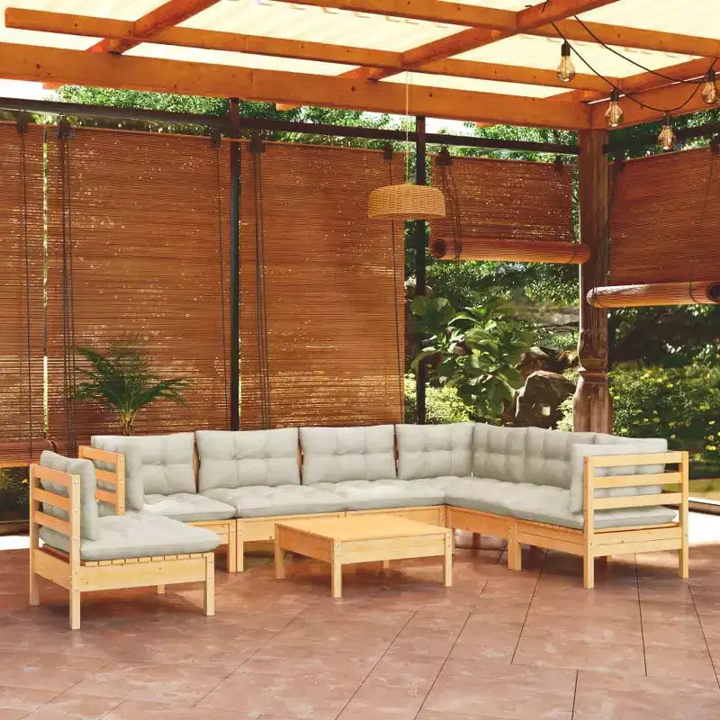vidaXL Salon de jardin en pin massif avec coussins, multicolore
