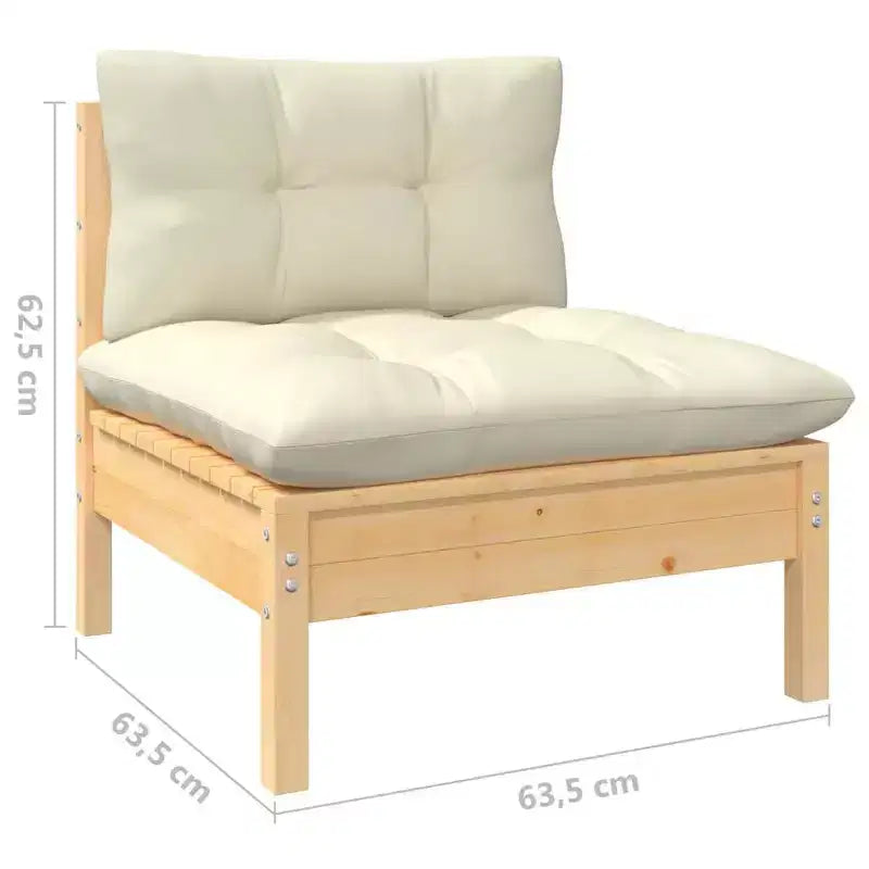 vidaXL Salon de jardin avec coussins – Bois de pin robuste