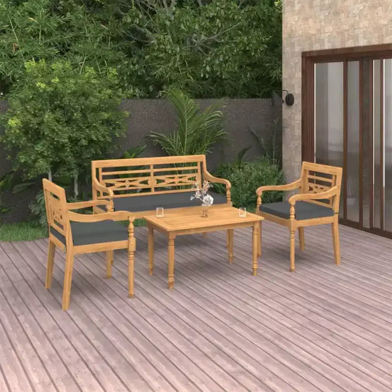 vidaXL Salon de jardin en teck