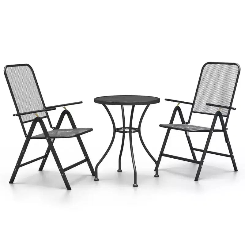 vidaXL Garden Dining Set with Expanded Metal Mesh in Charcoal