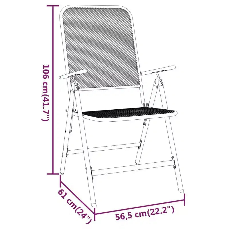 vidaXL Salon de jardin avec table en métal déployé, gris anthracite