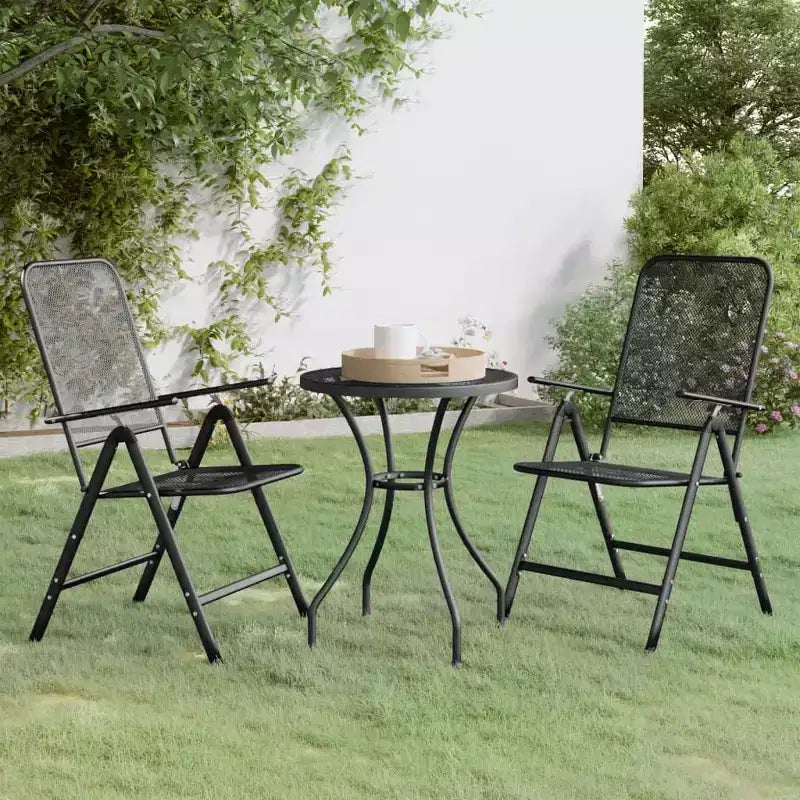 vidaXL Salon de jardin avec table en métal déployé, gris anthracite