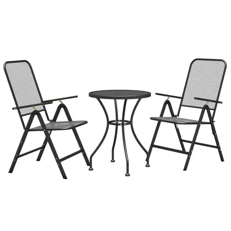 vidaXL Salon de jardin avec table en métal déployé, gris anthracite