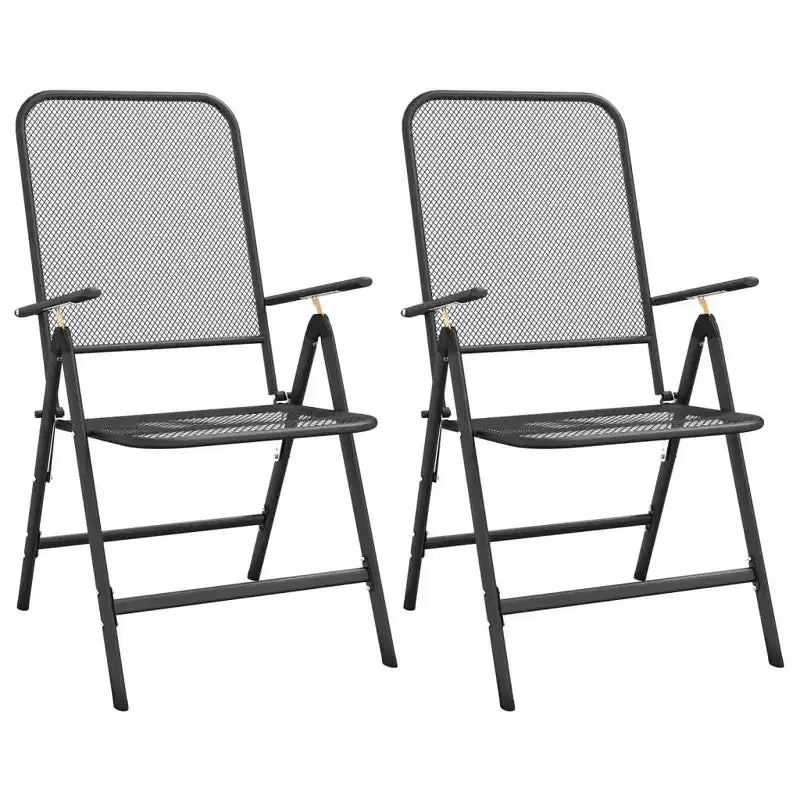 vidaXL Salon de jardin avec table en métal déployé, gris anthracite