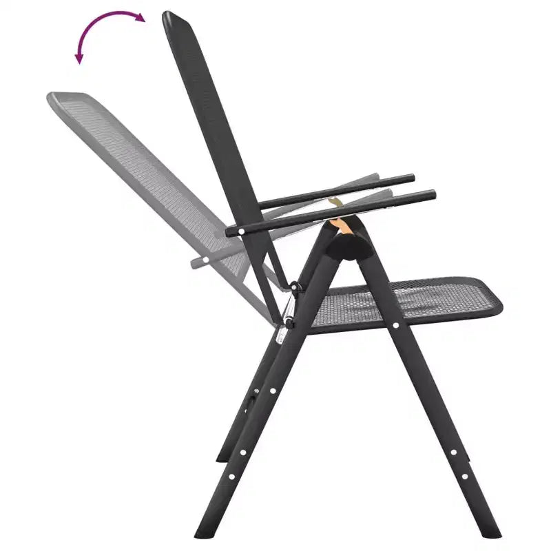vidaXL Salon de jardin avec table en métal déployé, gris anthracite