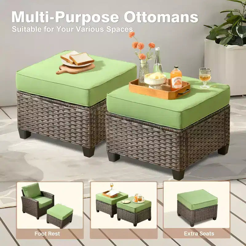 HOMLUX Ensemble de canapé d'extérieur 4 saisons 3+2+2 places avec foyer, mobilier de terrasse résistant aux intempéries pour le jardin