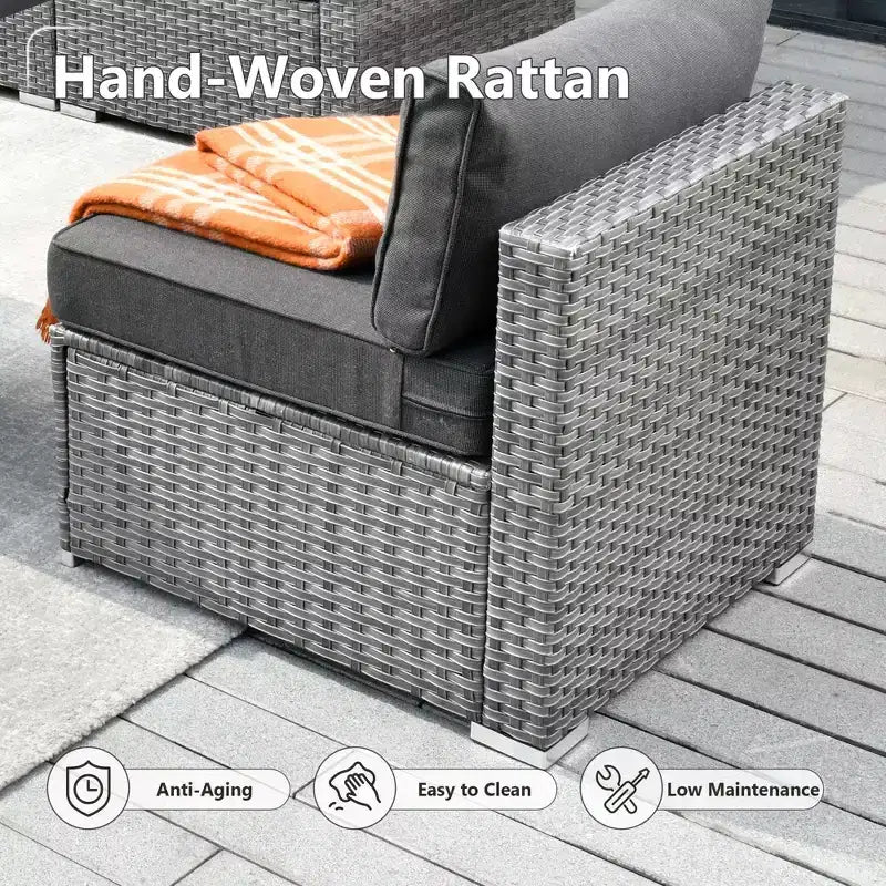 HOMLUX Salon de conversation 7 pièces pour patio, ensemble de canapés modulaires d'extérieur pour terrasse, jardin, balcon, bord de piscine