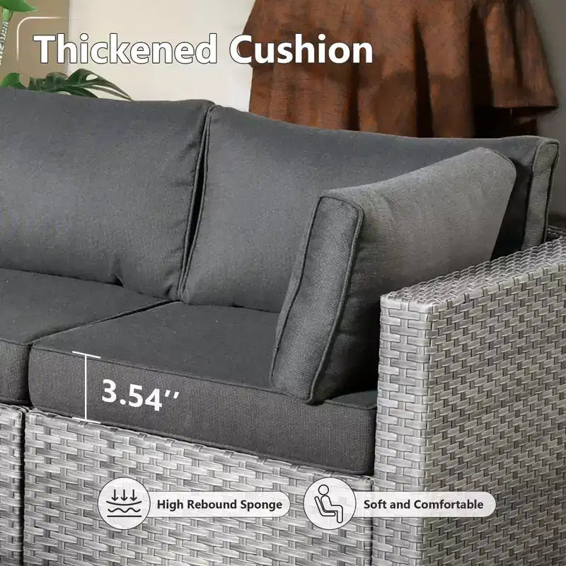 HOMLUX Salon de conversation 7 pièces pour patio, ensemble de canapés modulaires d'extérieur pour terrasse, jardin, balcon, bord de piscine