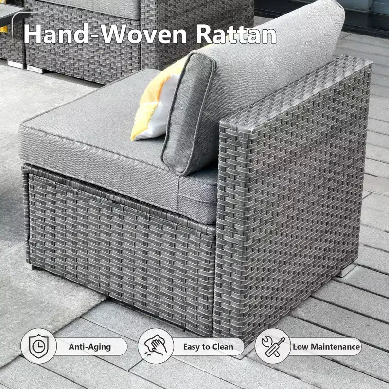 HOMLUX Salon de conversation 7 pièces pour patio, ensemble de canapés modulaires d'extérieur pour terrasse, jardin, balcon, bord de piscine