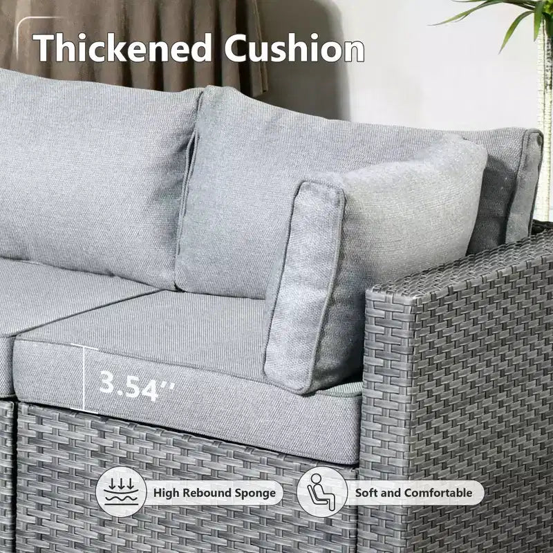 HOMLUX Salon de conversation 7 pièces pour patio, ensemble de canapés modulaires d'extérieur pour terrasse, jardin, balcon, bord de piscine
